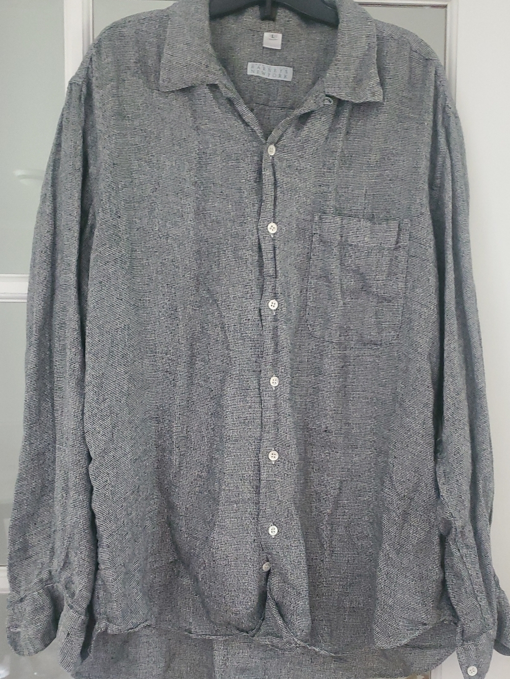 Barneys New York 100% Linen Weave Made In Italy Button Down Long Sleeve Shirt L